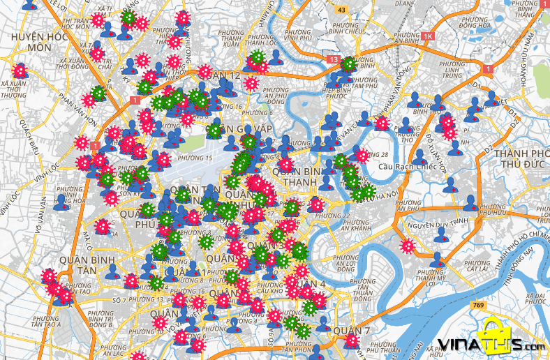 Bản đồ các điểm Covid 19 tại Tp Hồ Chí Minh - Cập nhật mới