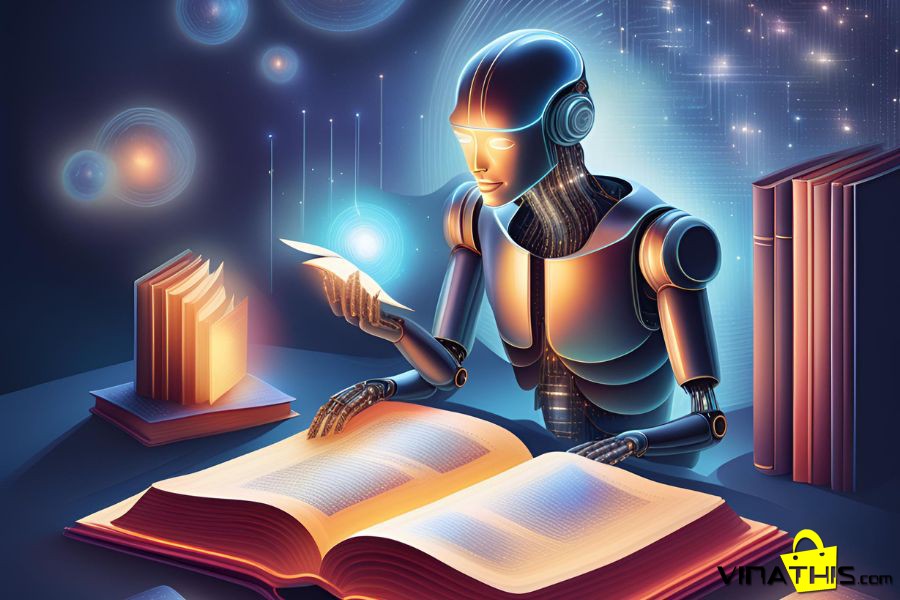 Vai trò của AI và vấn đề bản quyền trong viết sách và xuất bản sách.( Ảnh: Ai Tạo ra )